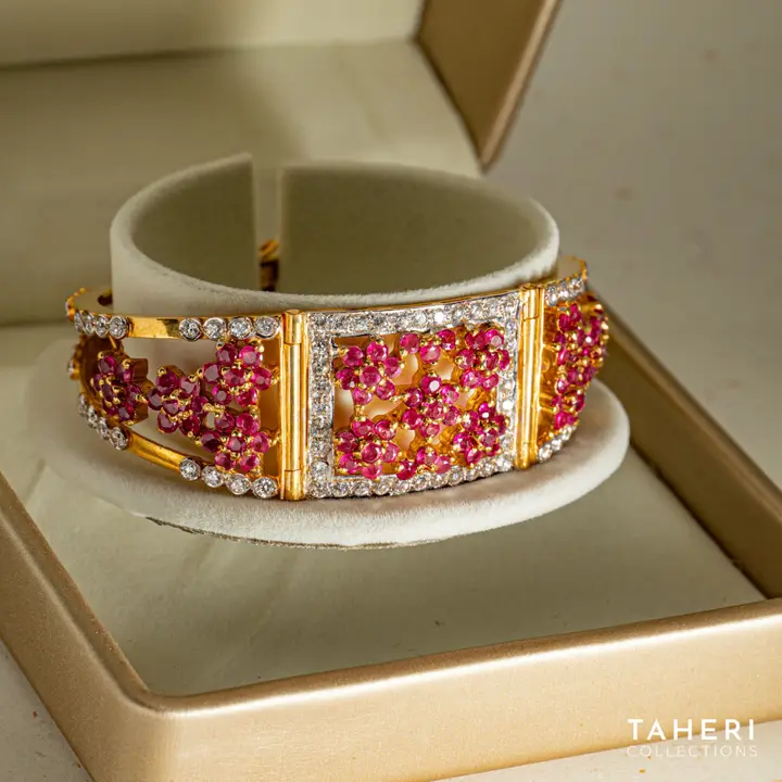 Two-Tone Stone Bangle with Ruby design 72 by TAHERI