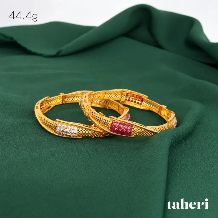21k Yellow Gold Stone Bangle with Ruby design 70 by TAHERI