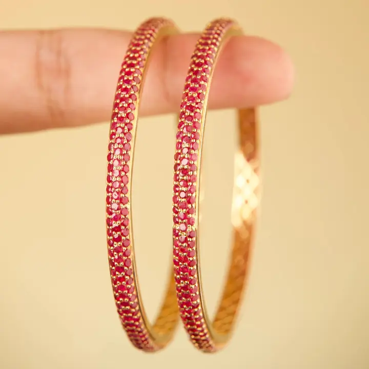 21K Yellow Gold Stone Bangle with Ruby design 71 by TAHERI