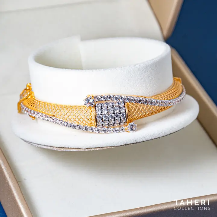 Two-Tone Stone Bangle with Cubic Zirconia design 74 by TAHERI