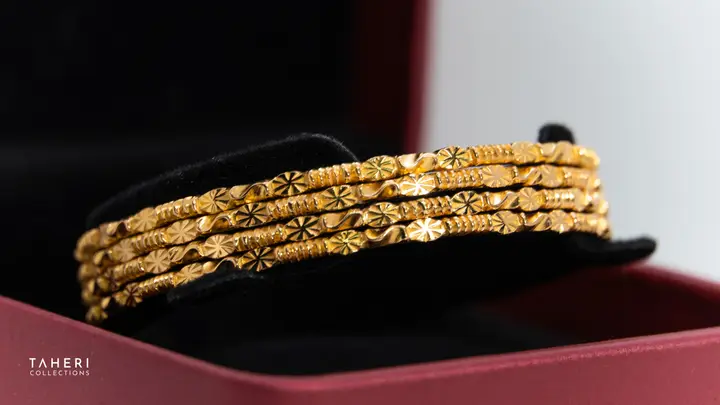 Yellow Gold Bangles & Kara design 244 by TAHERI